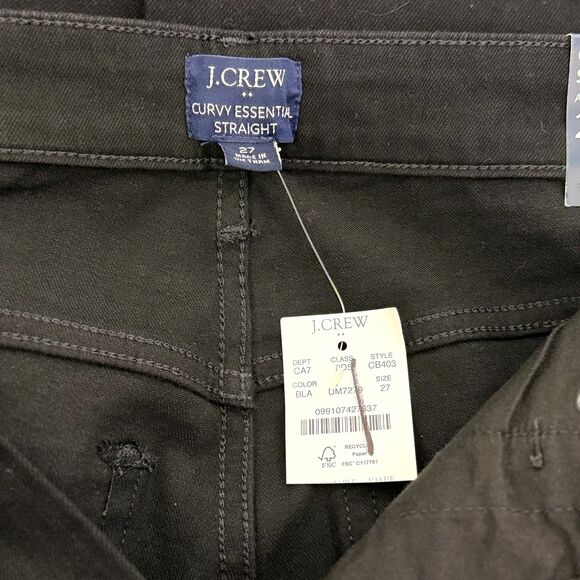 J. CREW Curvy Essentials Straight Jean 27 All Day Stretch Black NWT B33 - Picture 4 of 6